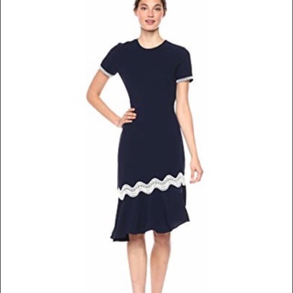 Shoshanna “Dinan” crochet Navy Midi Dress 4 - Picture 2 of 8